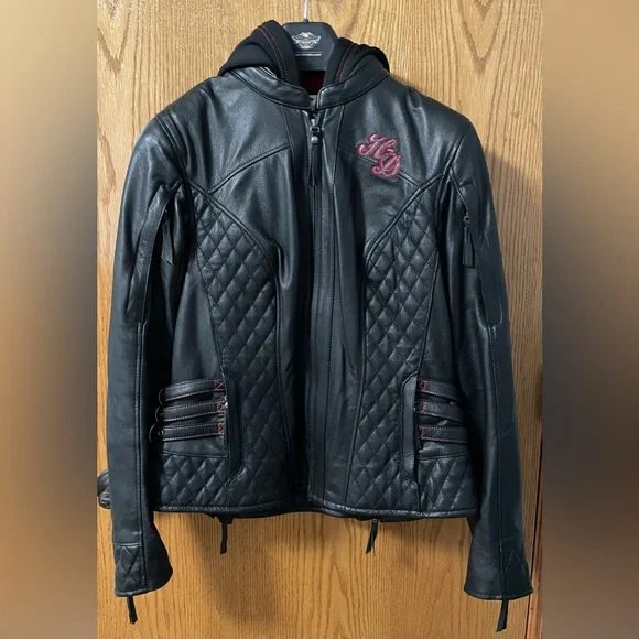 Authentic Harley-Davidson Women’s Scroll Skull 3-IN-1 Leather Jacket - Picture 3 of 5